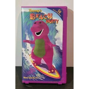 2001 Barney's "Beach Party"‎ VHS Tape Sing Along Purple Dinosaur Fun In The Sun